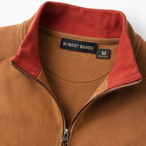 Robert Barakett Quarter Zip Pullover Men’s M Camel Brown Casual Sweater